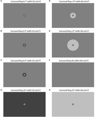 Isolation of brightness induction effects on target patches from adjacent surrounds and remote backgrounds